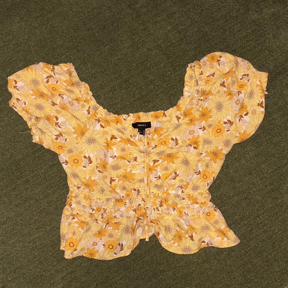 Forever 21 Sunflower Print Blouse